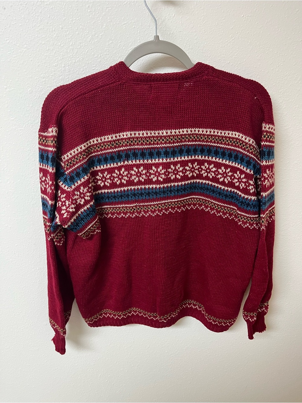 Vintage lake Placid Wool Red Patterned Button Cardigan Sweater. Women’s size L - Picture 4 of 4